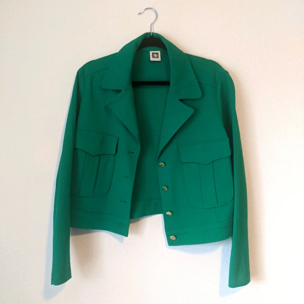 Green Women's Cropped Jacket - Picture 1 of 3